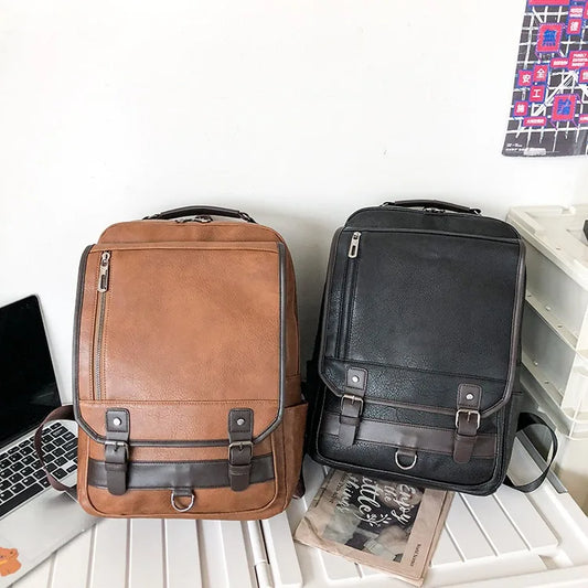 Retro Backpack Men's Large Capacity Waterproof Outdoor Sports Travel Bag Simple Casual School Bag Business Travel Computer Bag